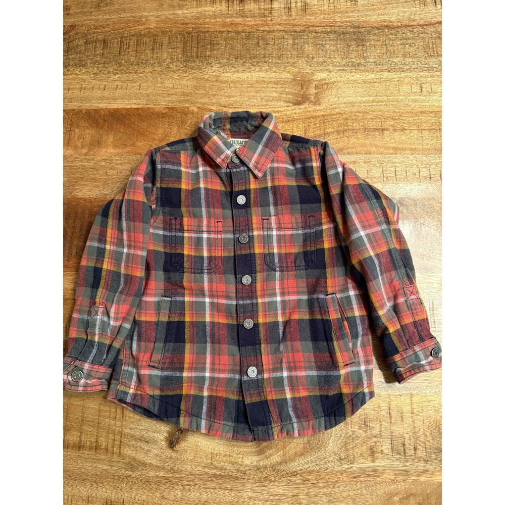 Duluth Trading Co Kids Size 5 Plaid Jacket Fleece Lined Button Front Jacket
